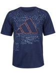adidas Boy's Spring Melange Lineage Top Navy S