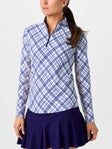 IBKUL Wms Tony Plaid Long Sleeve Mock White XL