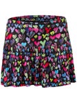 Lucky In Love Girl's Hearts Pleat Skirt Print XS