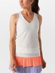 Lucky In Love Wms Shimmer V-Neck Tank White XL