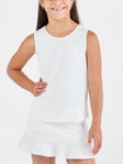Sofibella Girl's White Lotus Tank White L