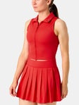 Travis Mathew Women's Sleeveless Zip Polo Red S