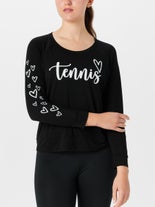 Bird & Vine Wms Tennis Cursive LS Black L