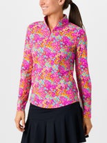 IBKUL Wms Allana Long Sleeve Zip Mock Hot Pink XL