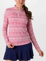 IBKUL Wms Barbara Long Sleeve Zip Top Watermelon XS