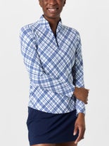 IBKUL Wms Tony Plaid Long Sleeve Mock White XS
