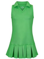 Li Mi Girl's Beverly Polo Pleat Dress Green XS
