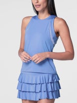 Lucky In Love Wms Linen Neck Action Tank Peri XS