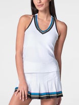 Lucky In Love Women's Stripe Hype Tank White XL