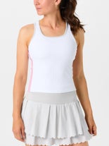 Lucky in Love Wms Weave Racer Rib Tank White XS