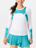 Lucky in Love Wms Waves Sun Beat LS White XS