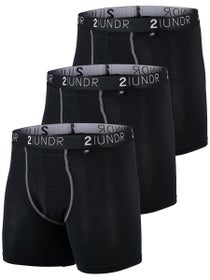 2UNDR Men's Swing Shift 6" Boxer Brief 3-Pack - Black