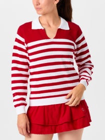 Bubble Women's Haley Polo Sweater - Red/White