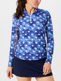 IBKUL Women's Long Sleeve Zip Mock - American Dream