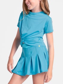 Lucky In Love Girl's Peek-A-Bow Top - Blue