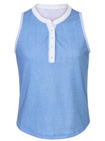 Lucky In Love Girl's Linen Play Henley Tank