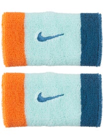 Nike Swoosh Doublewide Wristbands 2Pk Mint/Orange