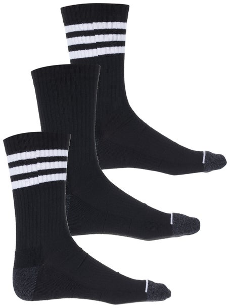 adidas Mens 3-Stripe 3-Pack Crew Socks Black