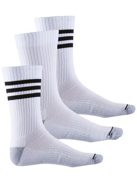 adidas Mens Cushioned 3-Stripe 3-Pack Crew Sock White