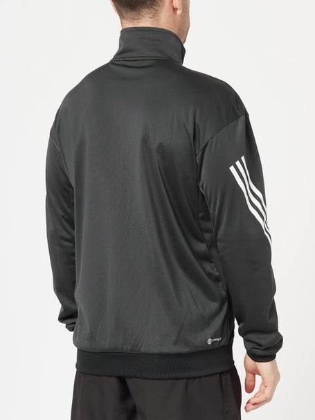 adidas Mens Core Club 3 Stripe Knit Jacket - Black