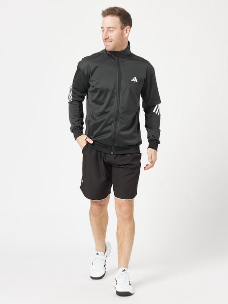 adidas Mens Core Club 3 Stripe Knit Jacket - Black