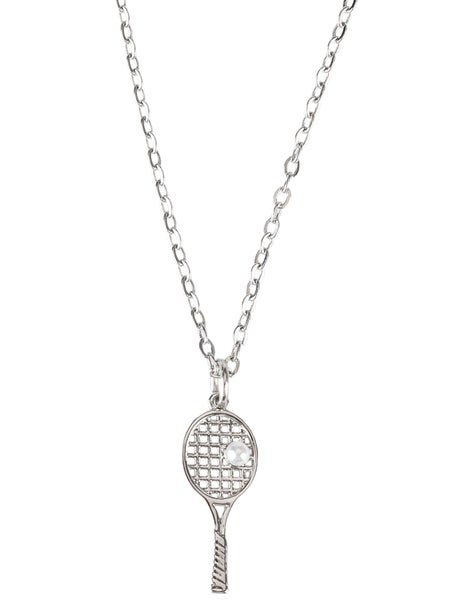 Born To Rally Tennis Racquet Necklace - Silver