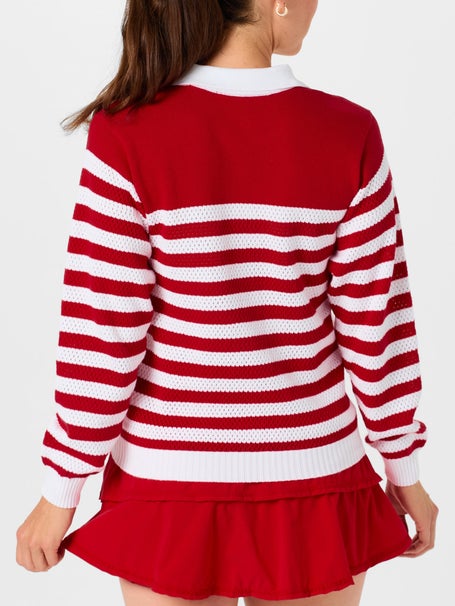 Bubble Womens Haley Polo Sweater - Red/White