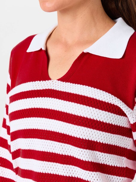 Bubble Womens Haley Polo Sweater - Red/White