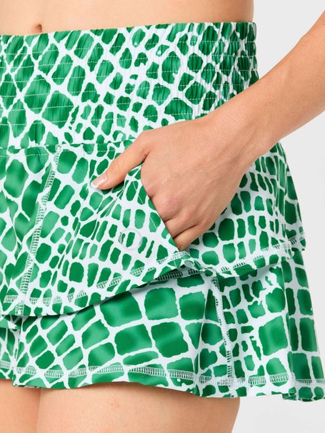 Bubble Womens Ruffle Skirt - Green Croc