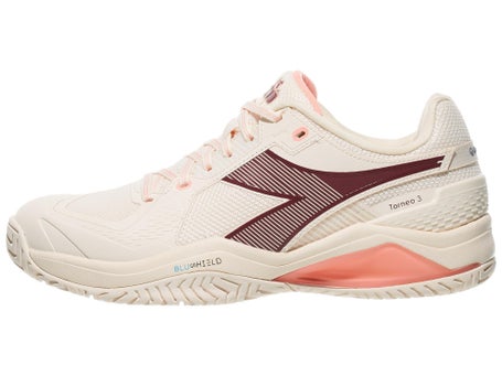 Diadora Blushield Torneo 3 White/Maroon Womens Shoes