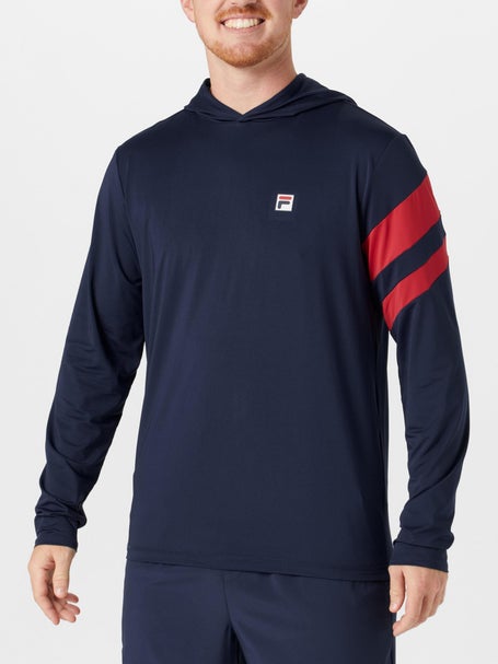 Fila Mens Essential Long Sleeve Hoodie - Navy/Red