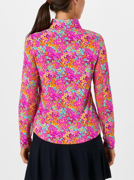 IBKUL Womens Allana Long Sleeve Zip Mock - Hot Pink