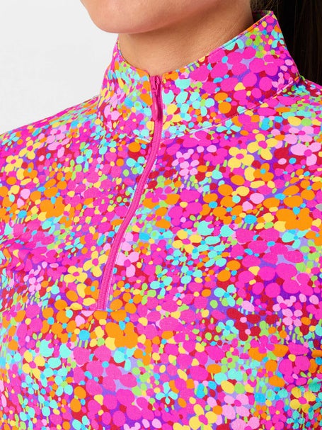 IBKUL Womens Allana Long Sleeve Zip Mock - Hot Pink