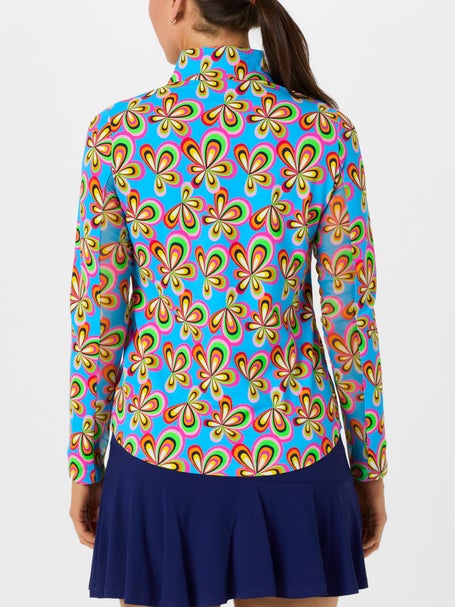 IBKUL Womens Arya Long Sleeve Zip Mock - Turquoise