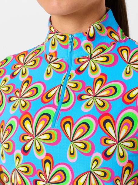 IBKUL Womens Arya Long Sleeve Zip Mock - Turquoise