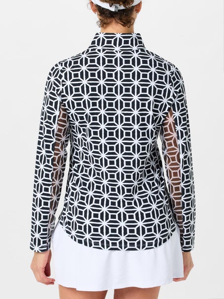 IBKUL Womens Carolyn LS Zip Mock - Black