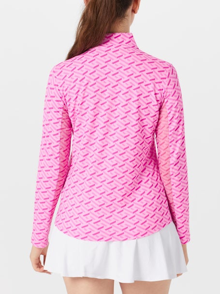IBKUL Womens Fatima Long Sleeve Zip Mock - Hot Pink