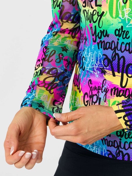 IBKUL Womens Girl Power Long Sleeve Zip Mock