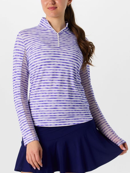 IBKUL Womens Landon Stripe II Zip Top