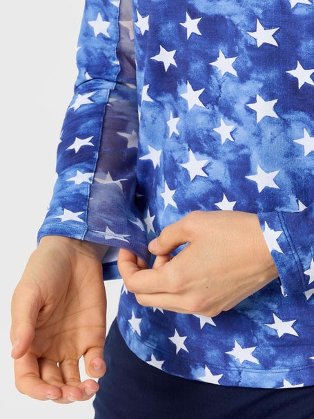 IBKUL Womens Long Sleeve Zip Mock - American Dream