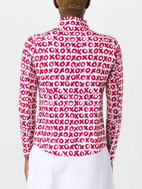 IBKUL Womens Long Sleeve Zip Mock - Hugs & Kisses