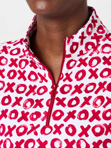 IBKUL Womens Long Sleeve Zip Mock - Hugs & Kisses