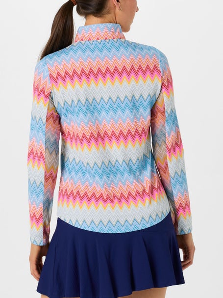 IBKUL Womens Susan Long Sleeve Zip Mock - Candy Pink