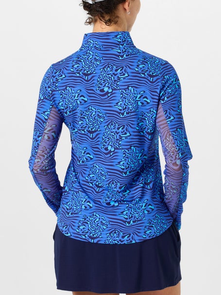 IBKUL Womens Yun LS Zip Mock - Blue