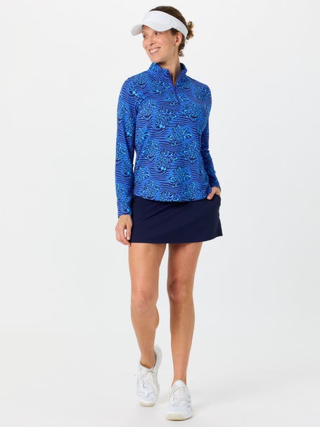 IBKUL Womens Yun LS Zip Mock - Blue