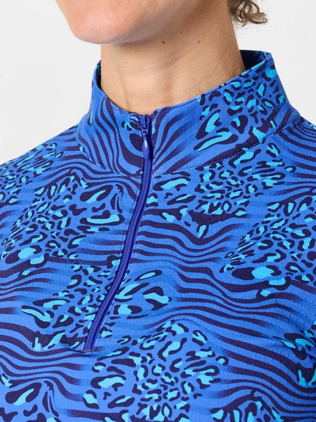 IBKUL Womens Yun LS Zip Mock - Blue