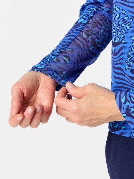 IBKUL Womens Yun LS Zip Mock - Blue