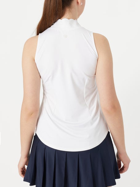 Jofit Womens Core Scallop Mock Cutaway Tank - White