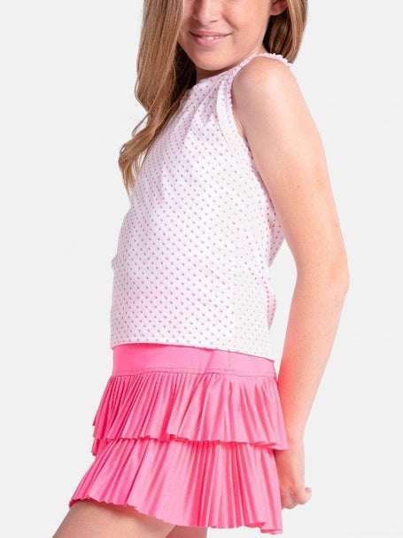 Lucky In Love Girls Core Poppy Dot Tank - White/Taffy