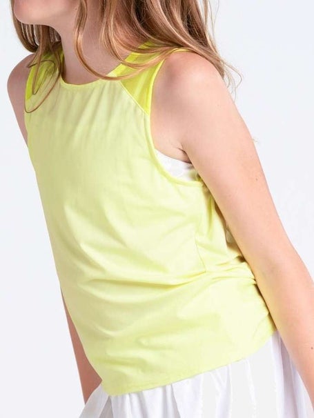 Lucky In Love Girls Tie Break Tank - Lemon